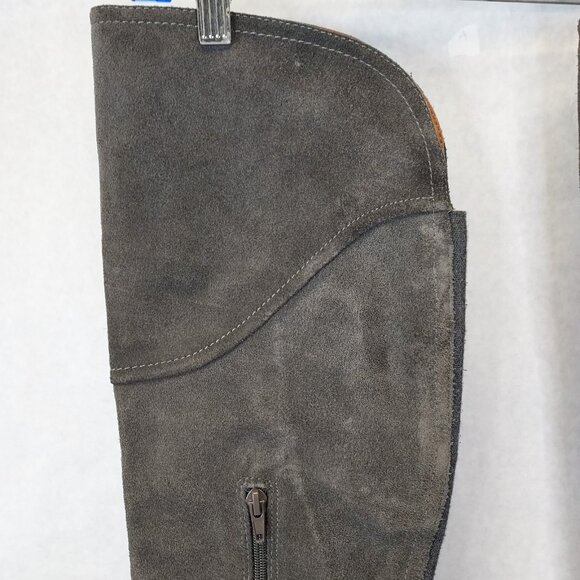 Lucky Brand Heeled Boot Women 10 Harleen Over the Knee Grey Suede Riding Stretch - Picture 5 of 16
